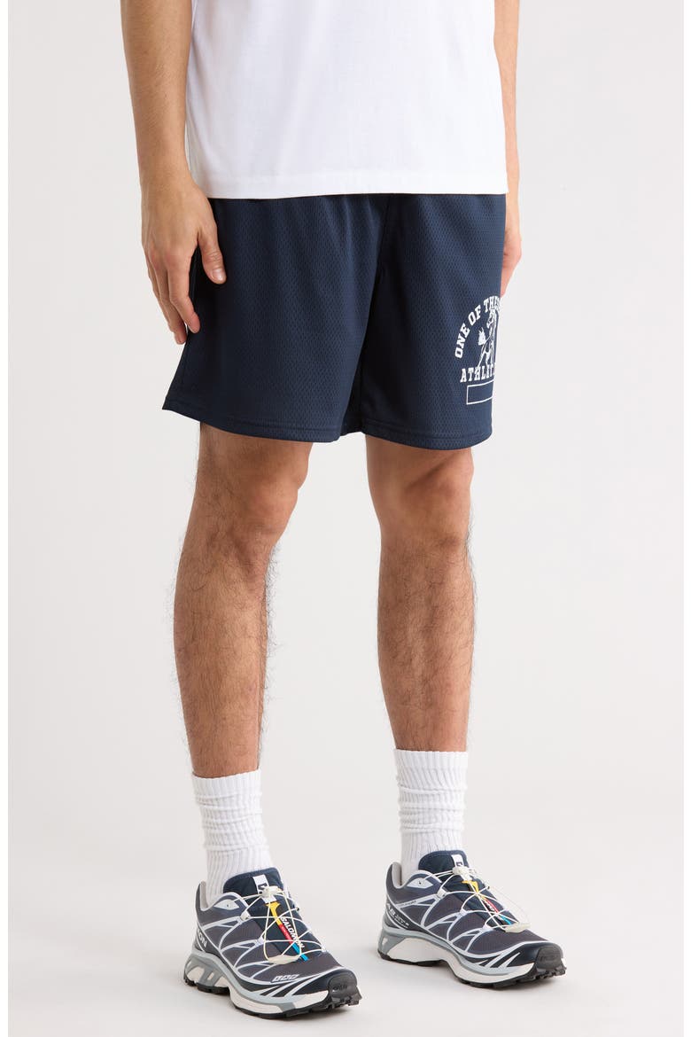 Mustang Athletics Mesh Drawstring Shorts, Alternate, color, NAVY