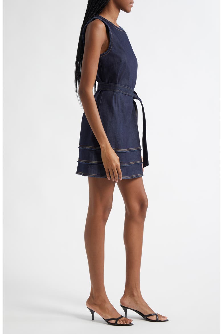 Mindie Sleeveless Tie Waist Denim Minidress, Alternate, color, INDIGO