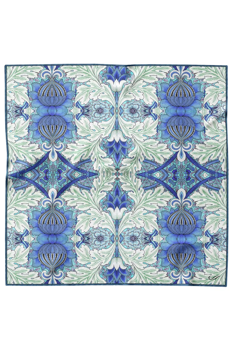 St. James - Hand Rolled Silk Neckerchief for Men, Main, color, Blue and Mint
