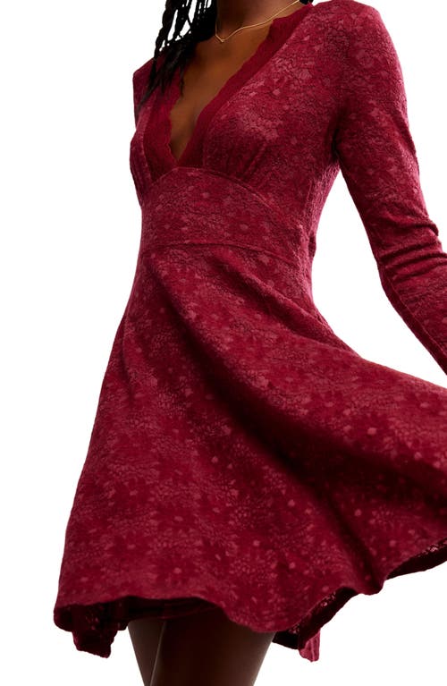 Shop Free People All Yours Lace Long Sleeve Minidress In Red Plum