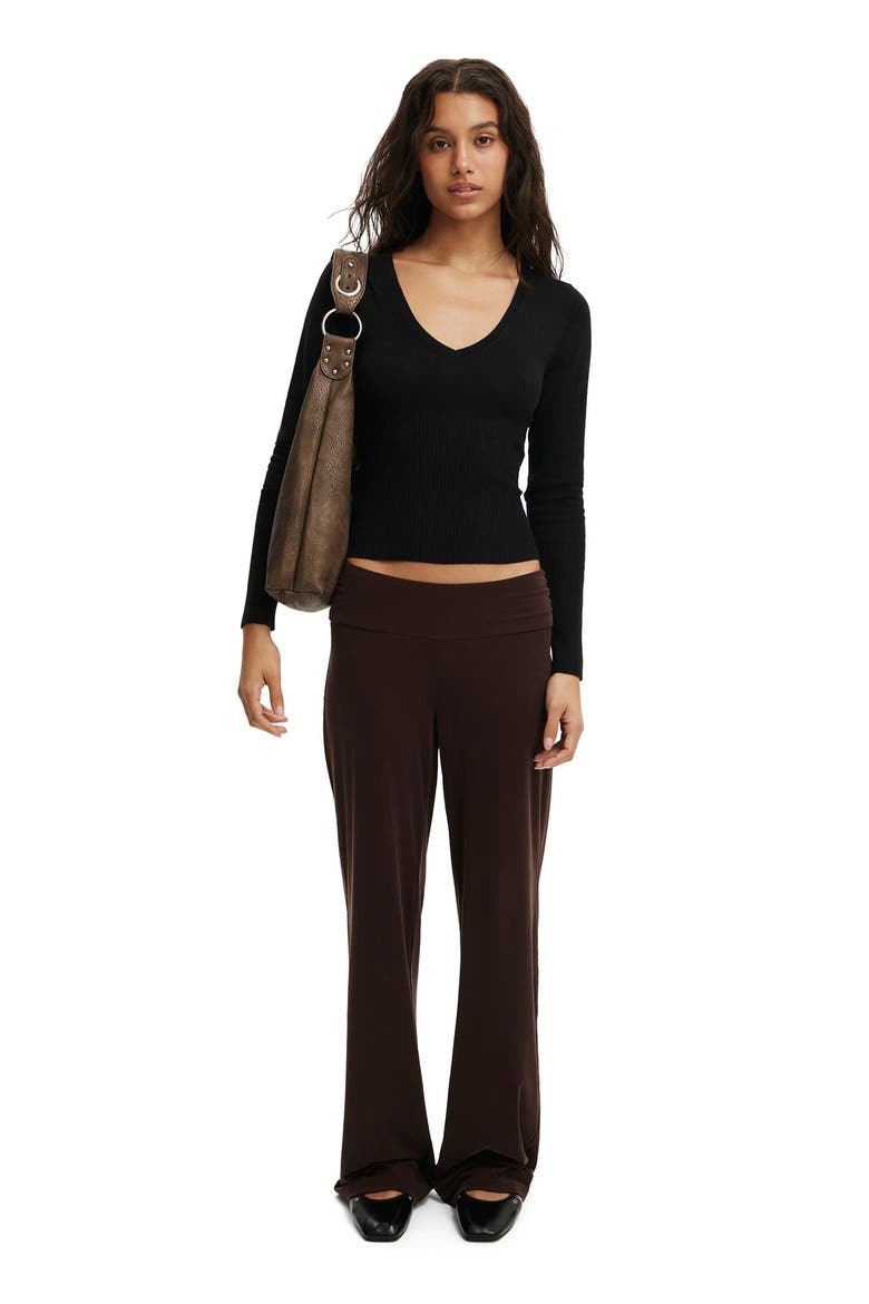 Women's Close Knit V-Neck Top, Alternate, color, Black