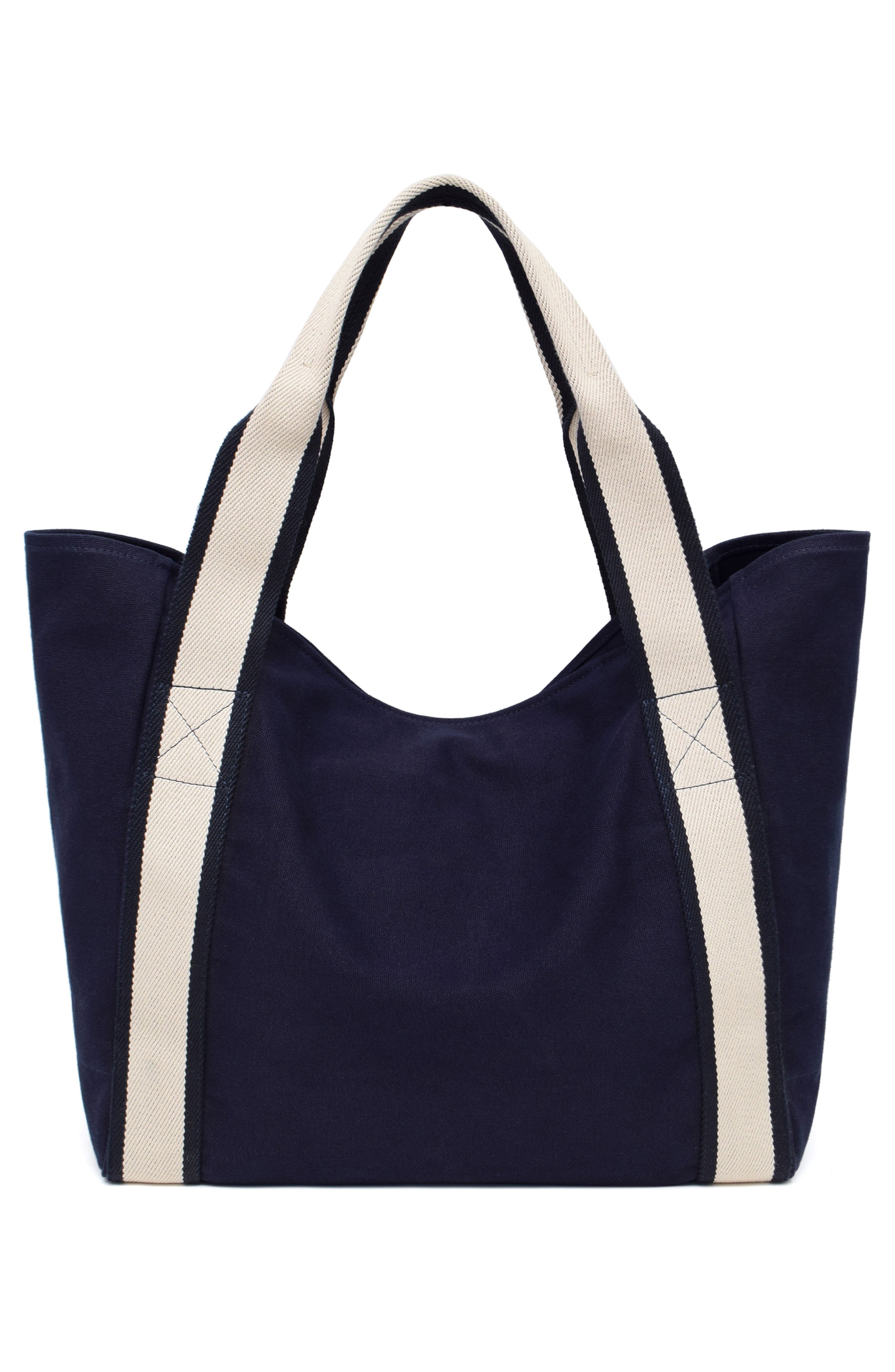 New Amsterdam Leatherworks Large Liliana Canvas Tote, Alternate, color, Midnight/ Ivory