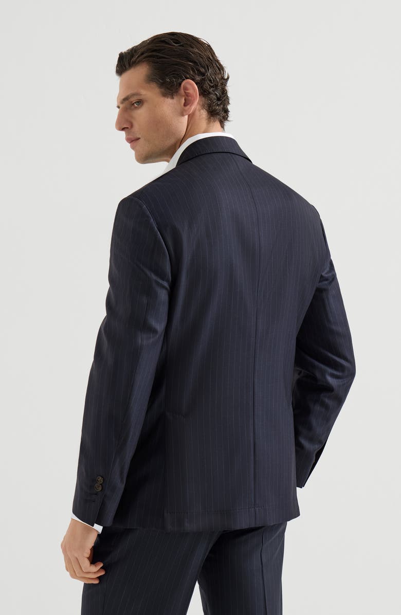Brunello Cucinelli Chalk stripe blazer, Alternate, color, Navy Blue