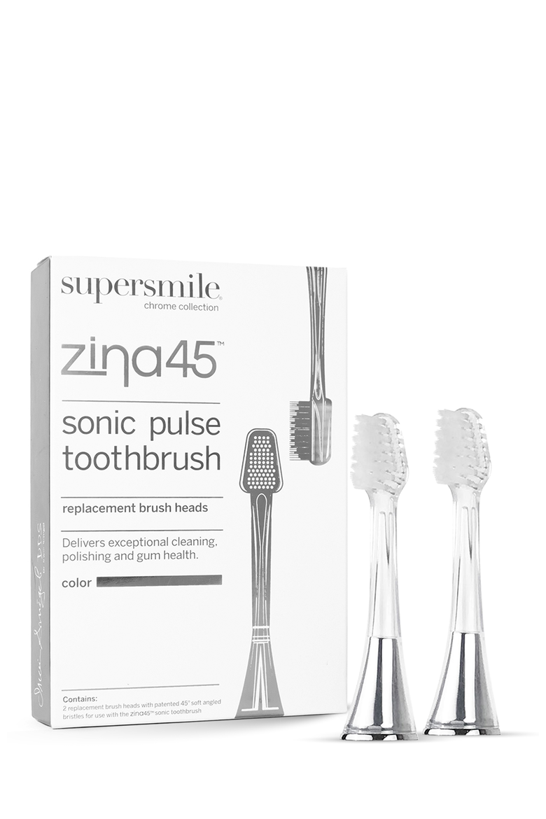 Zina45 sonic pulse toothbrush replacement heads, Main, color, Chromse Silver
