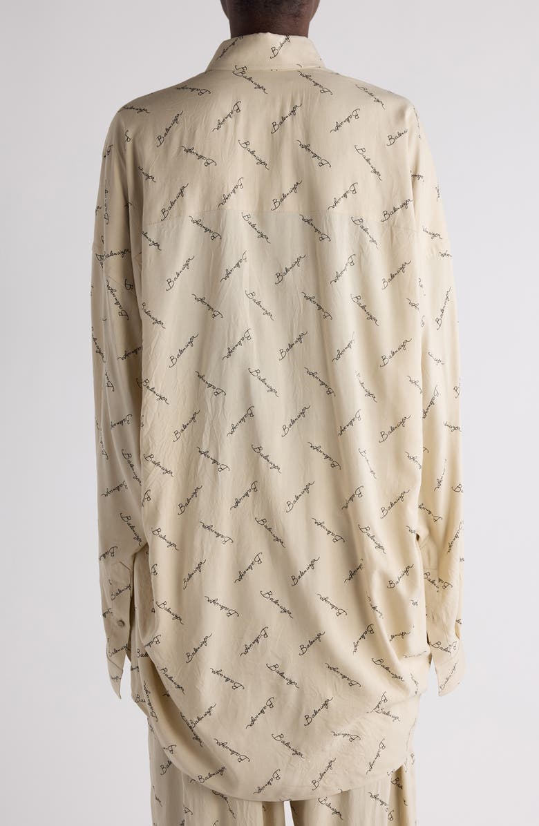 Balenciaga Logo Jacquard Cocoon Button-Down Shirt, Alternate, color, 