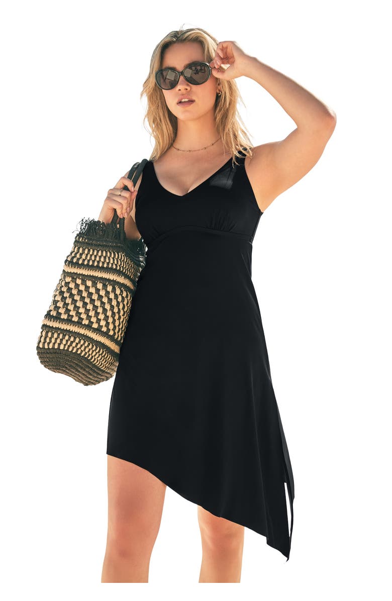 Swim 365 Multi-Way Convertible Swim Dress, Main, color, Black