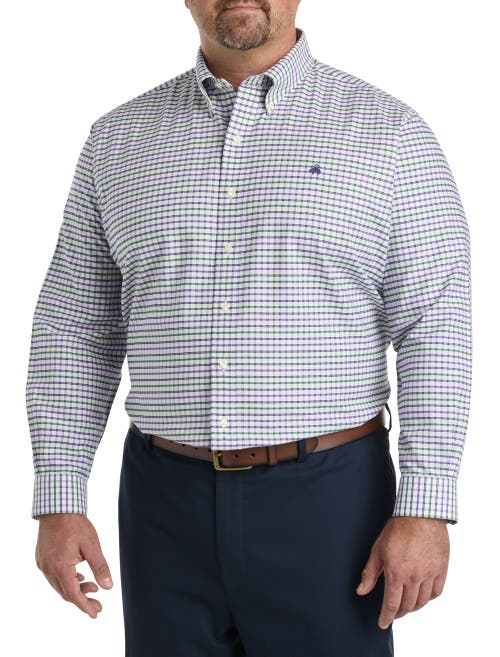 Brooks Brothers Big & Tall Non-iron Windowpane Sport Shirt In Purple Green Wp