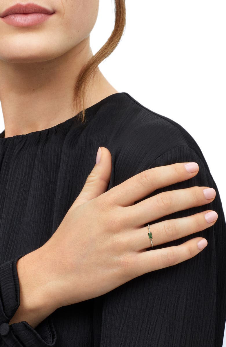 Frankie & Zoe 14K Yellow Gold Emerald & Diamond Stackable Ring, Alternate, color, 