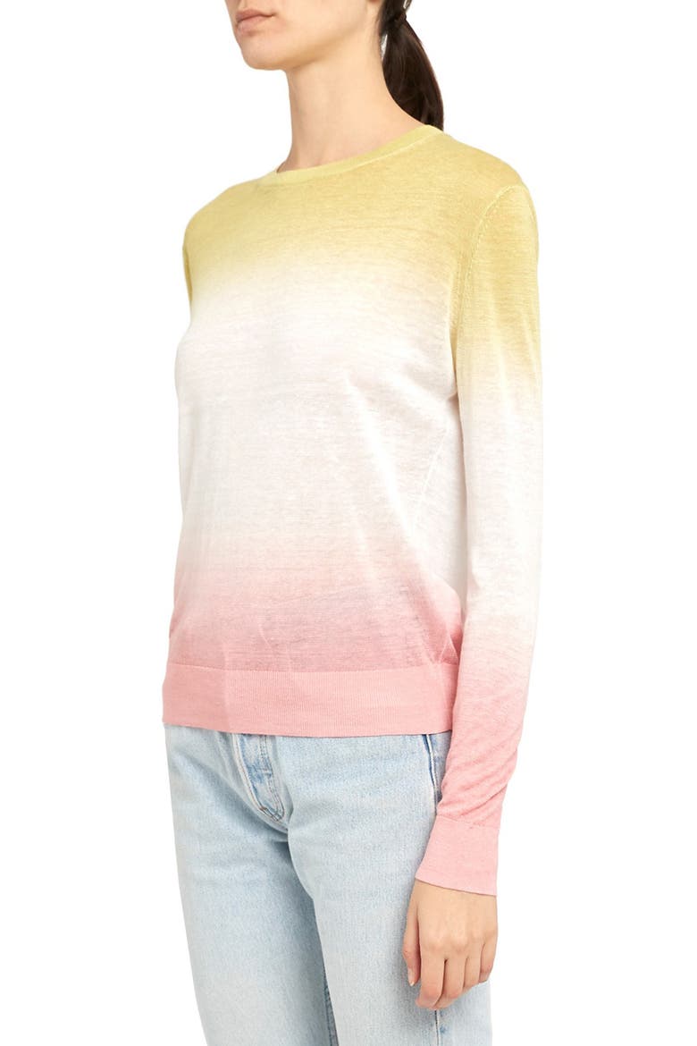 Dual Ombré Linen Blend Sweater, Alternate, color, PINK/ GREEN