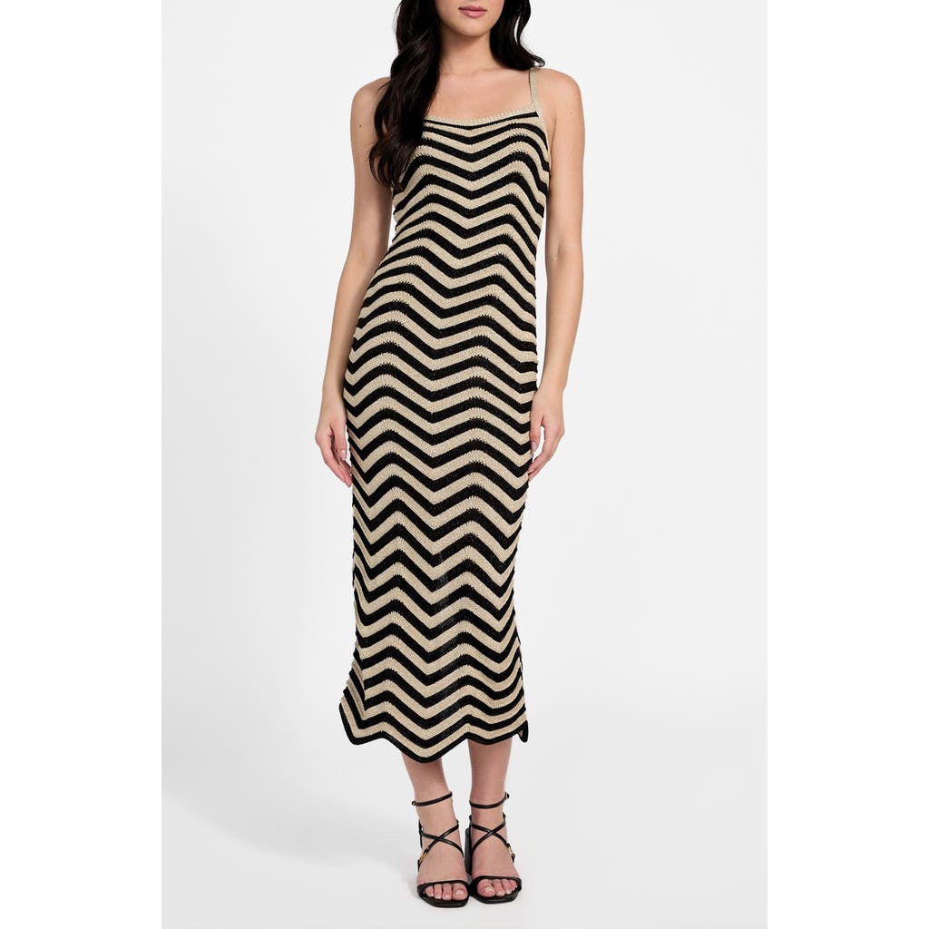 Guess Vera Chevron Knit Dress In Black