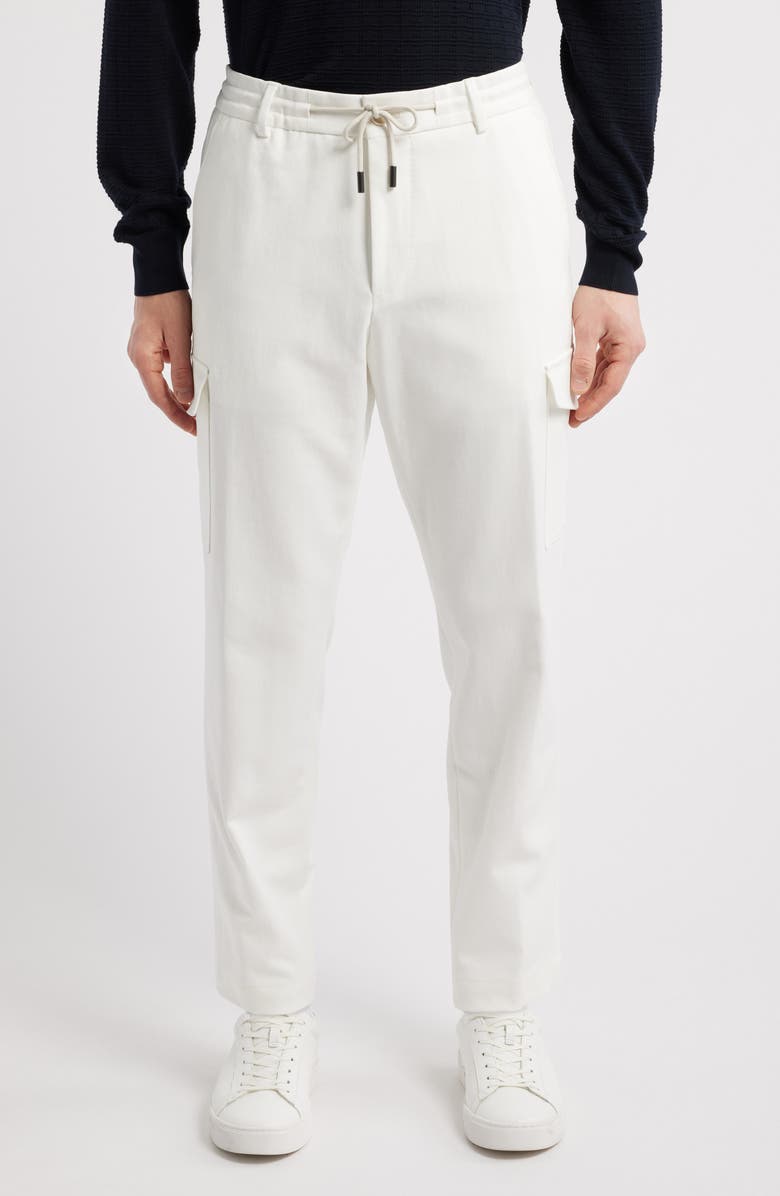 BOSS Pagol Stretch Cotton Drawstring Pants, Main, color, Open White