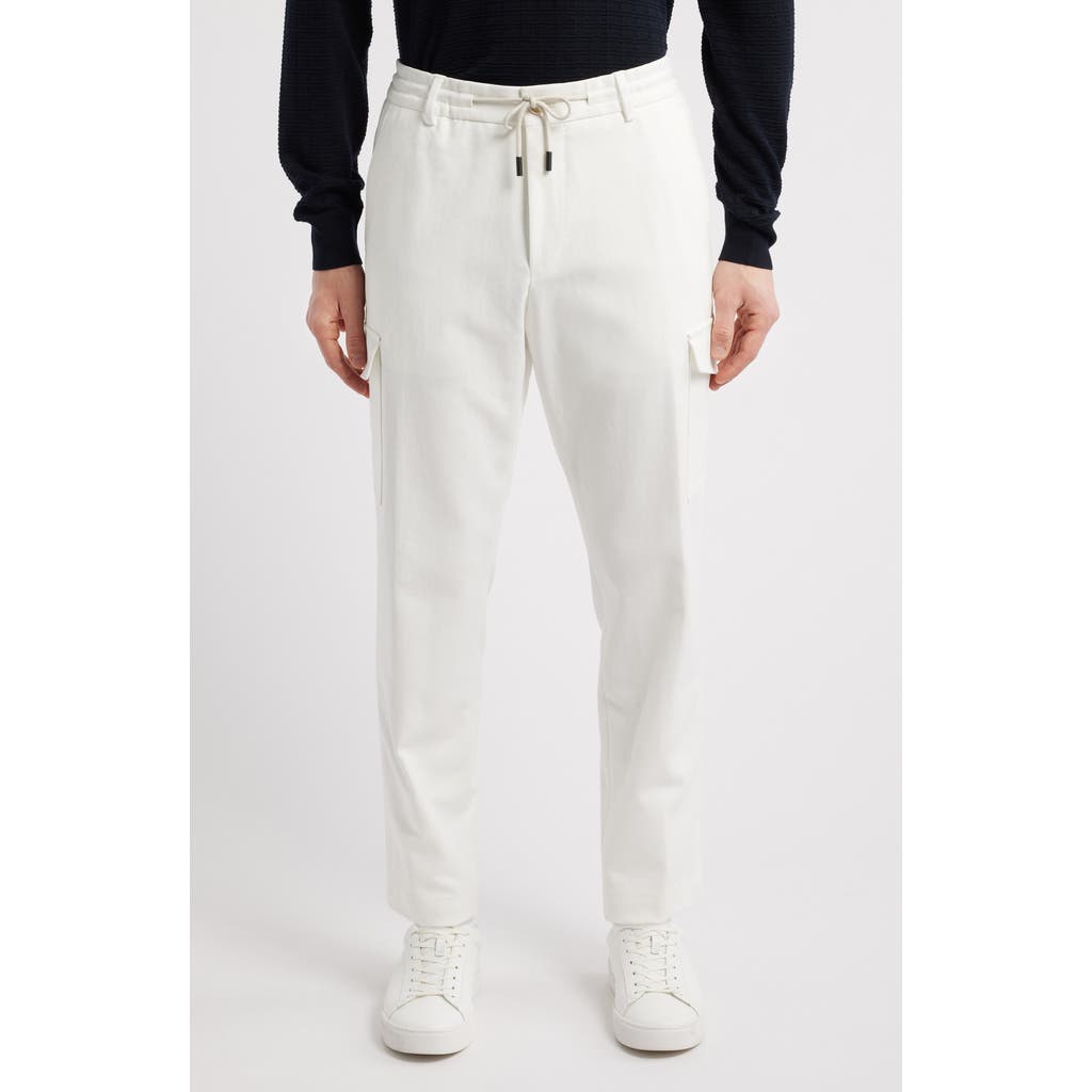 Hugo Boss Boss Pagol Stretch Cotton Drawstring Pants In Open White