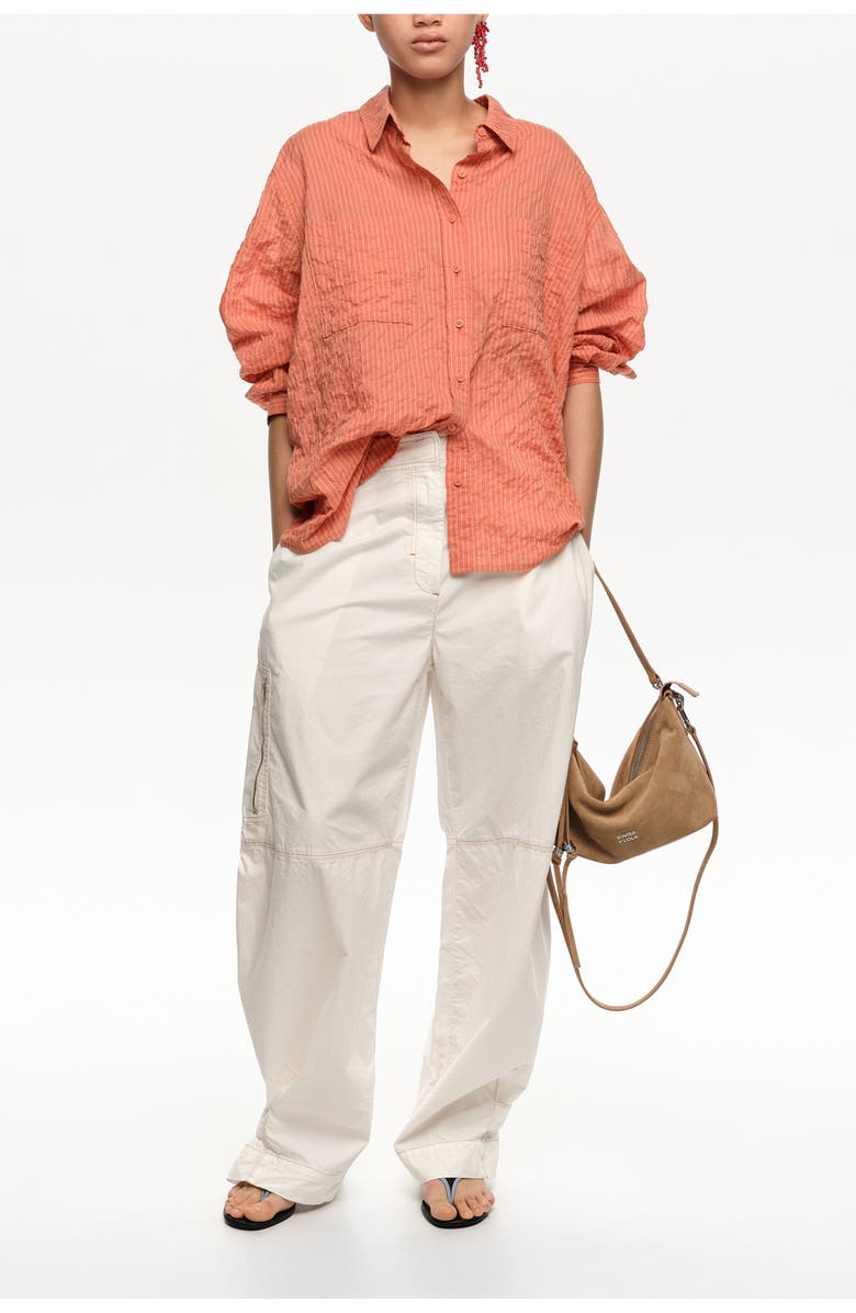 Bimba y Lola Embossed Cotton Shirt, Alternate, color, Orange