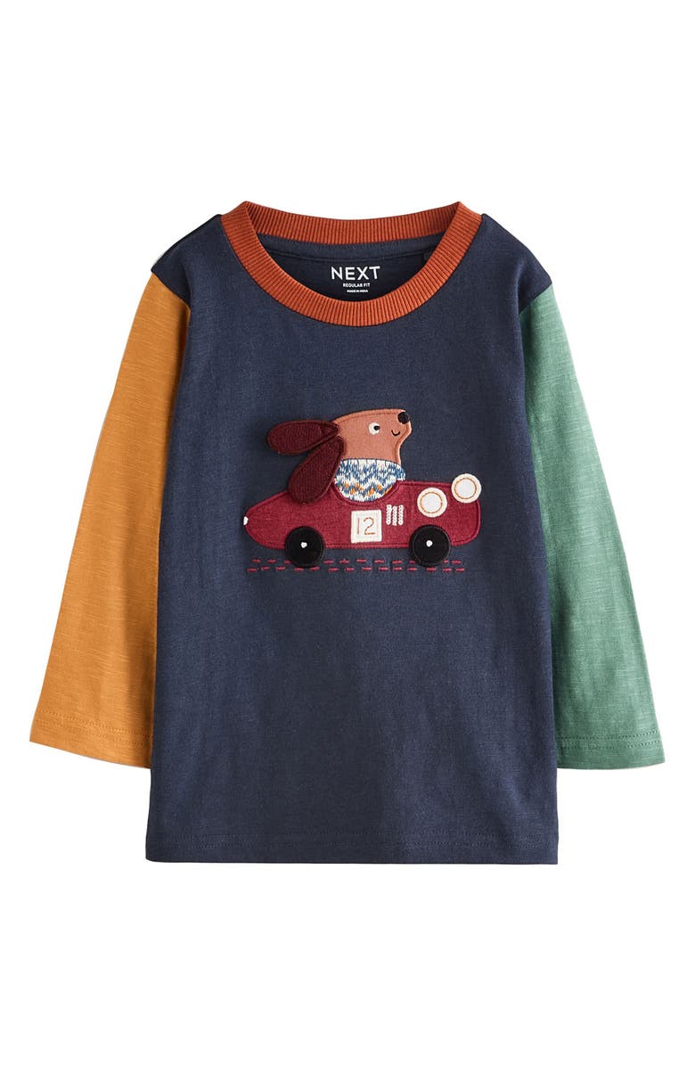NEXT Kids' Dog Colorblock Cotton Graphic T-Shirt, Main, color, Blue