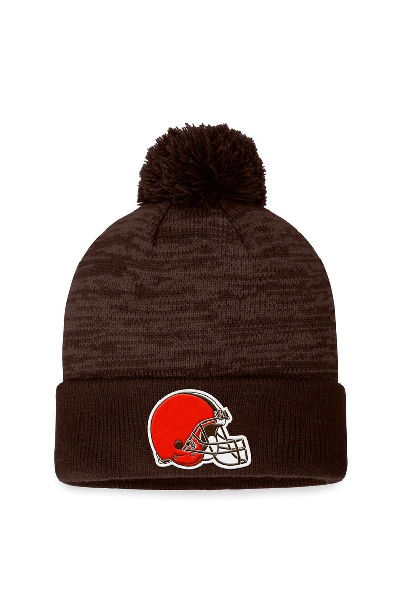 FANATICS Men's Fanatics Branded Brown Cleveland Browns Defender Cuffed Knit Hat with Pom, Main, color,