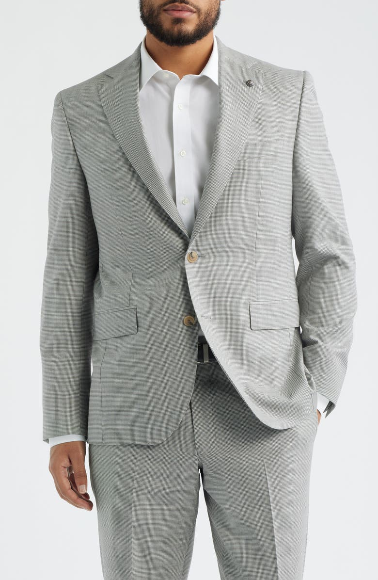 Jack Victor Esprit Contemporary Fit Light Grey Micro Houndstooth Super 130s Wool Suit, Alternate, color, Light Grey