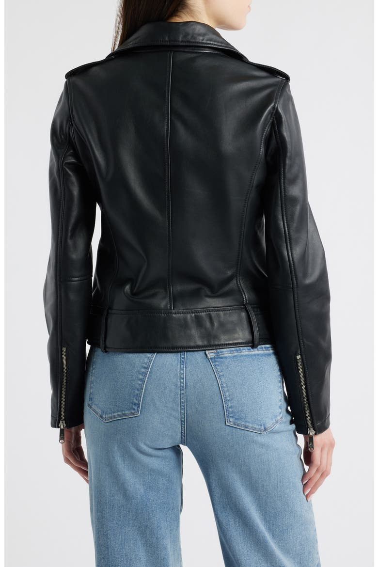 Lambskin Moto Jacket, Alternate, color, BLACK