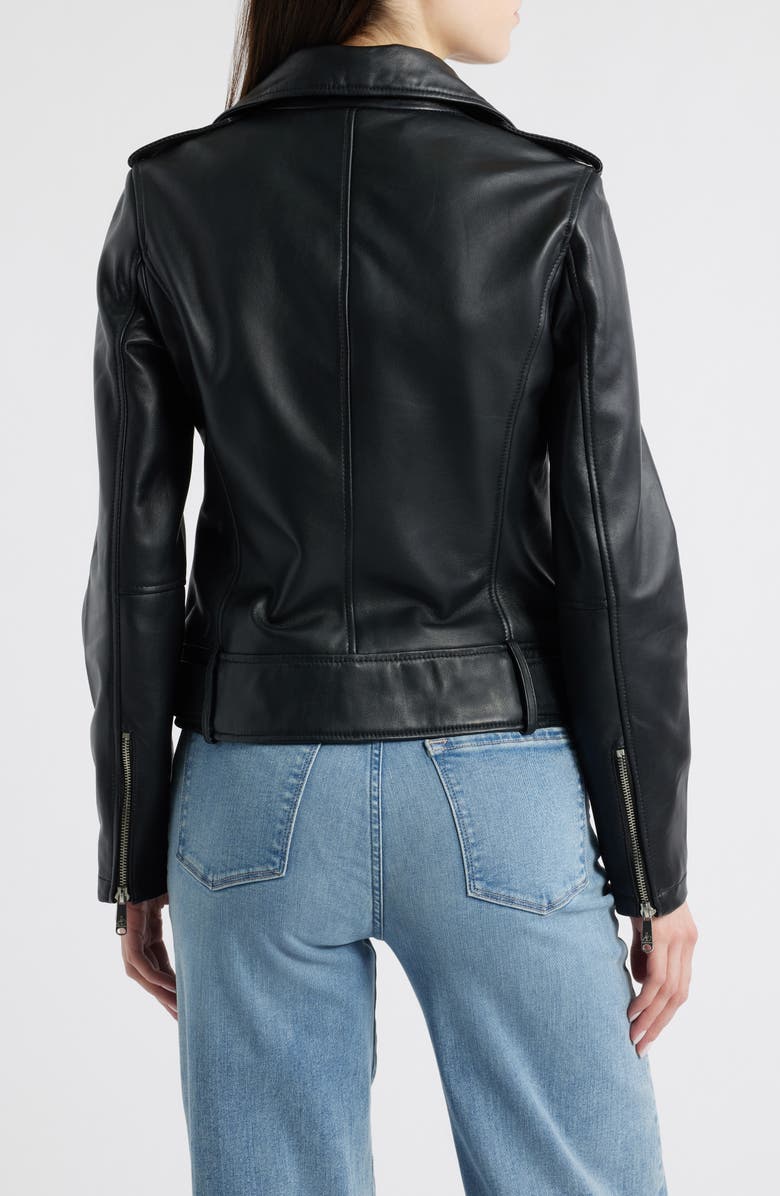 Sam Edelman Lambskin Moto Jacket, Alternate, color, Black