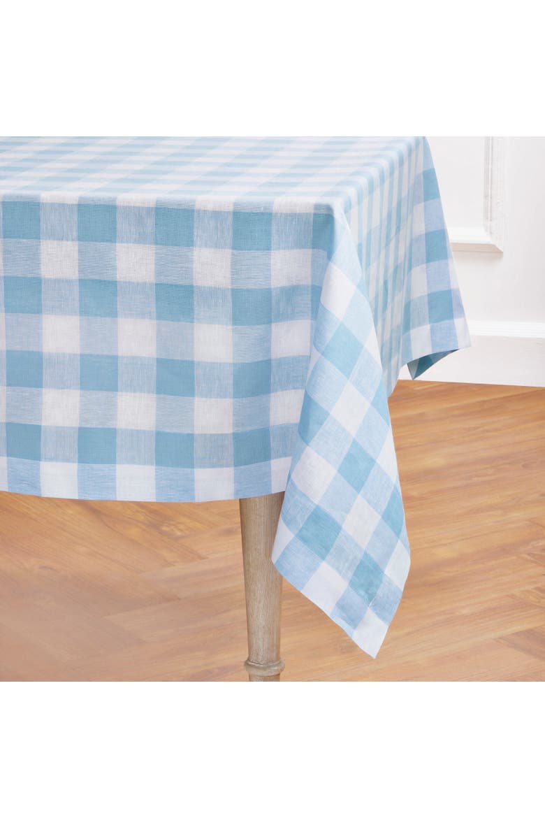 Linen Tablecloth - Buffalo Check, Alternate, color, Blue Bell