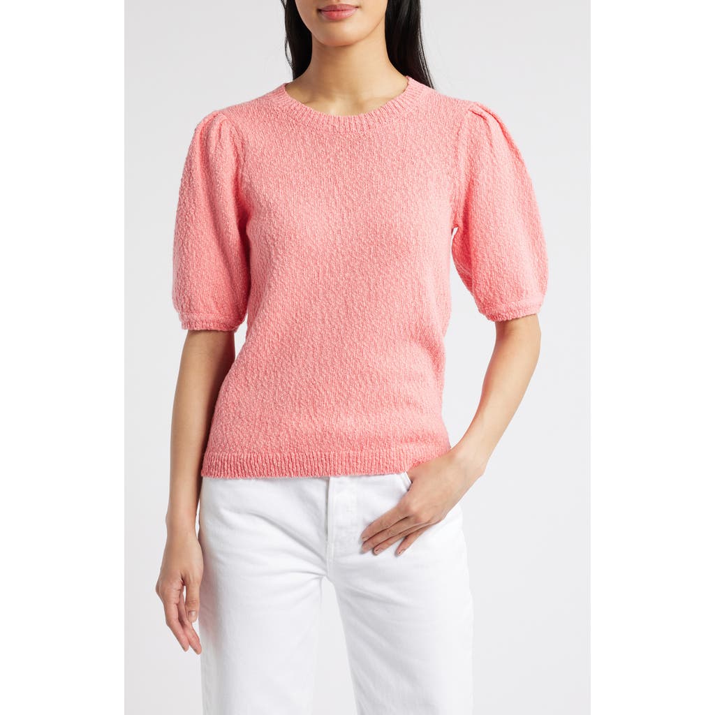 Caslon ® Novelty Short Sleeve Cotton Sweater In Pink
