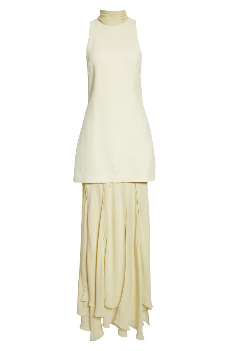 Brandon Maxwell The Leonie Layered Crepe & Silk Chiffon Dress, Alternate, color, Lemon Ice