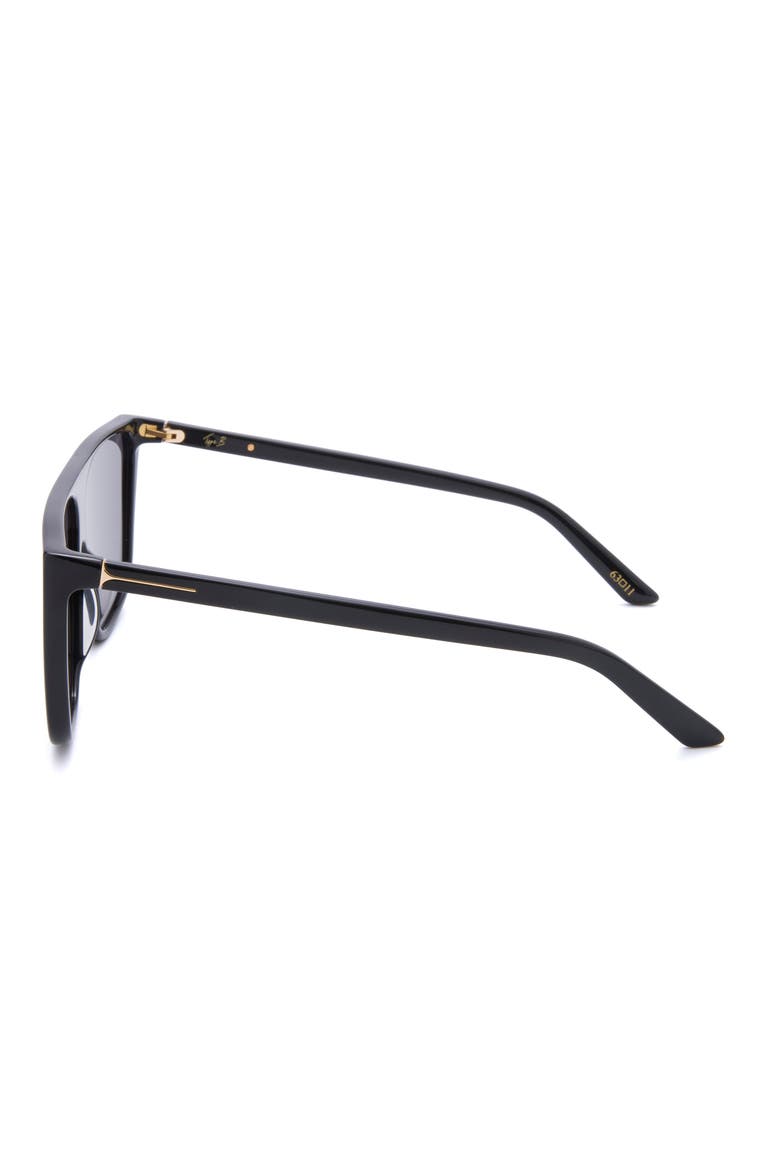 Type B 63mm Oversize Flat Top Sunglasses, Alternate, color, BLACK/ DARK SMOKE