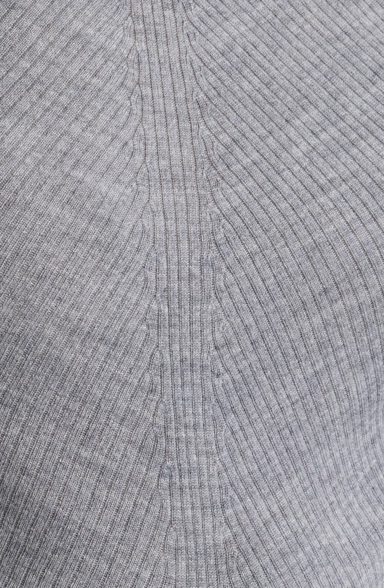 BOSS Foliora Virgin Wool Rib Funnel Neck Sweater, Alternate, color, Light Pastel Grey