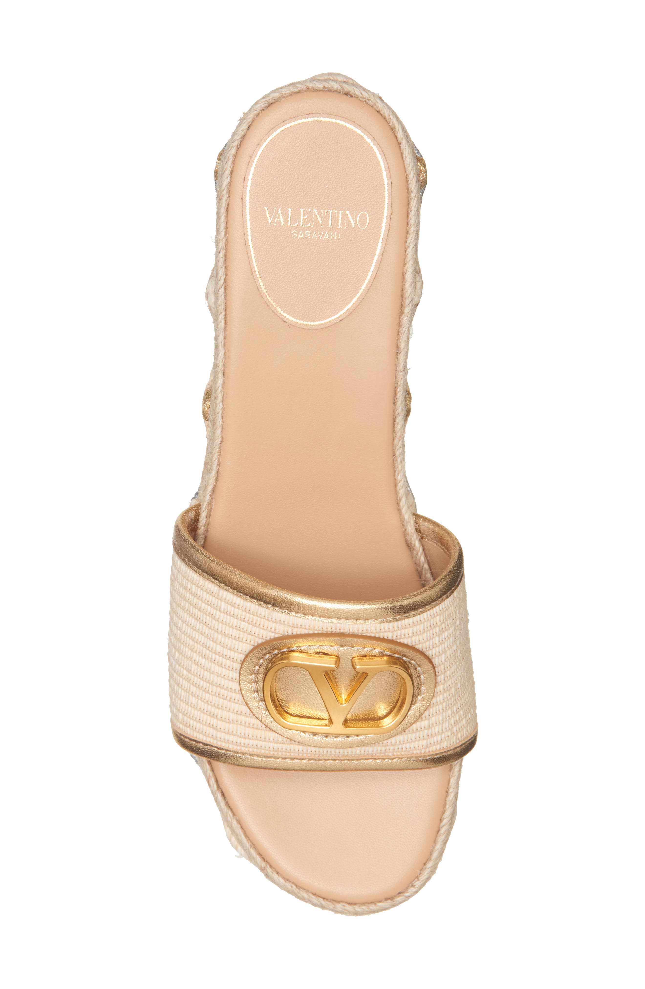 Valentino Garavani VLOGO Flatform Espadrille Slide Sandal, Alternate, color, Natural
