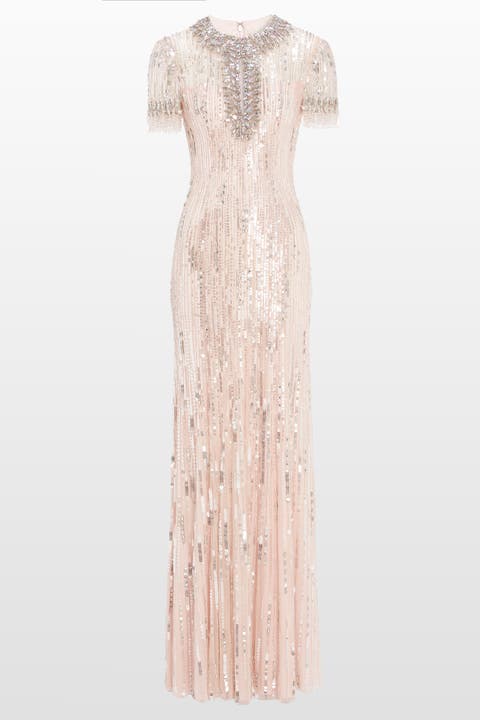 Nova sequin-embellished keyhole-neck maxi dres