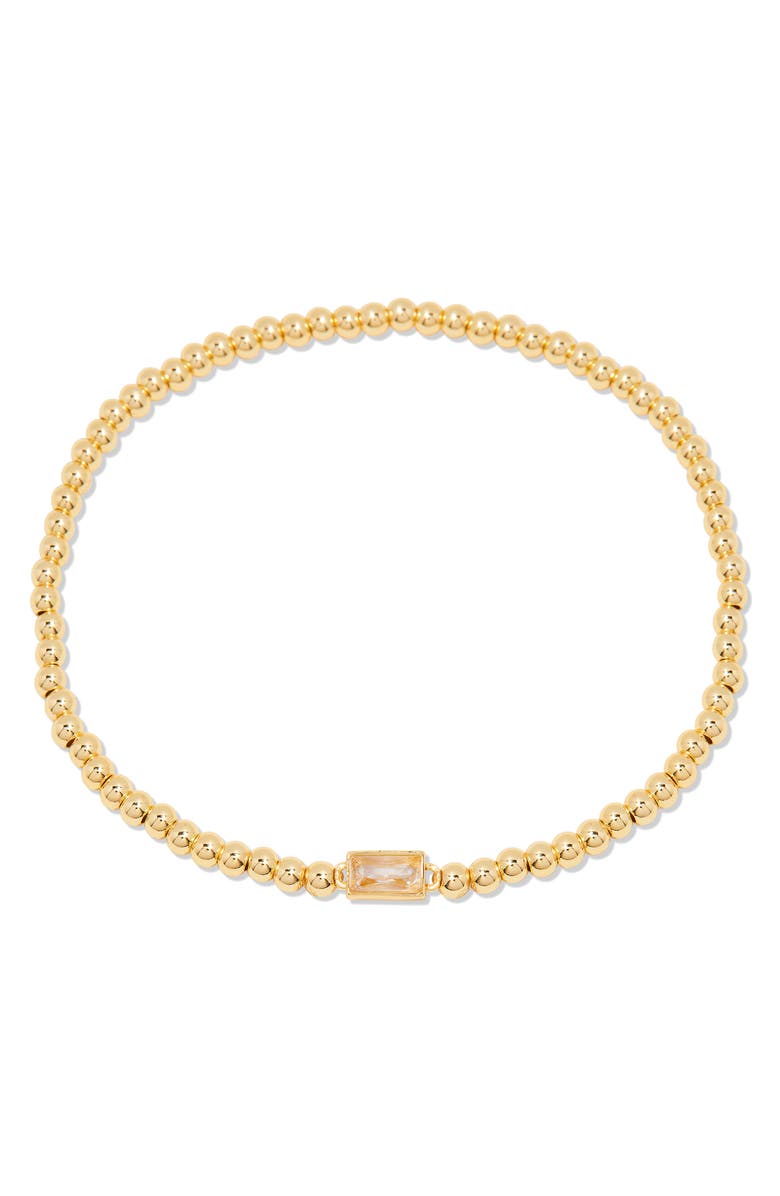 Brook and York Kylie Birthstone Beaded Stretch Bracelet, Main, color, Gold - April