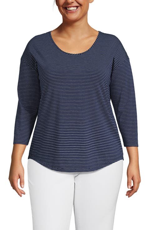 3/4 Sleeve Lightweight Jersey U-Neck Tunic