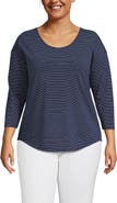 Lands' End 3/4 Sleeve Lightweight Jersey U-Neck Tunic