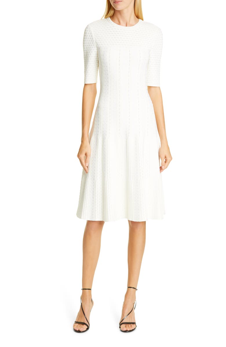 St. John Collection Engineered Lace Jacquard Sweater Dress, Main, color,