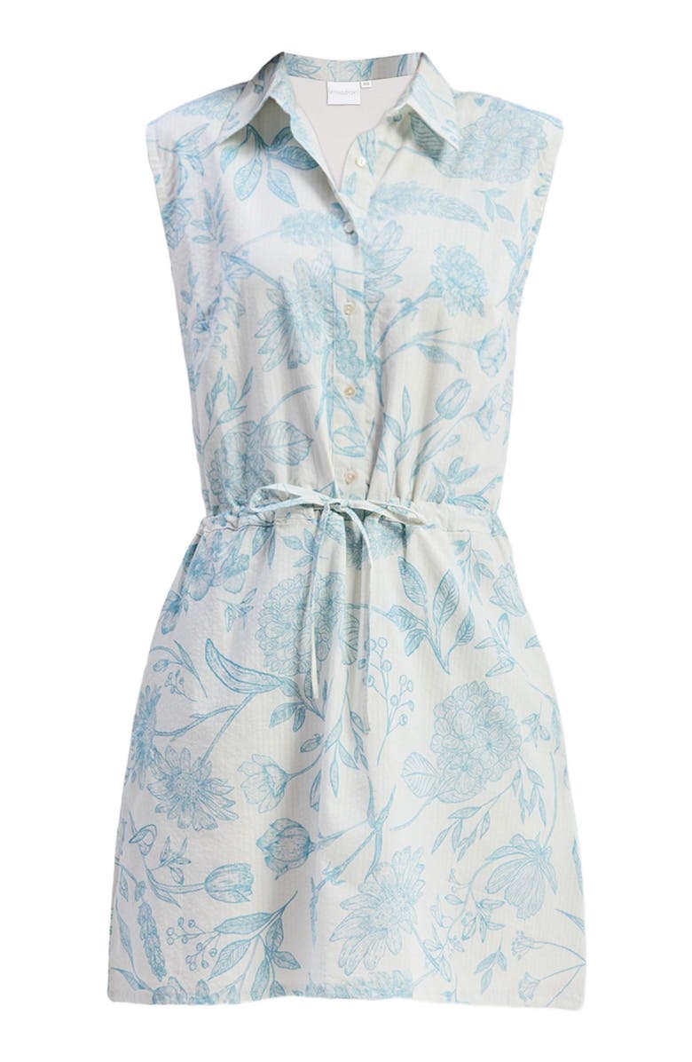 Reistor Drawstring Shirt Dress in Blue Florals, Alternate, color, Floral Melody