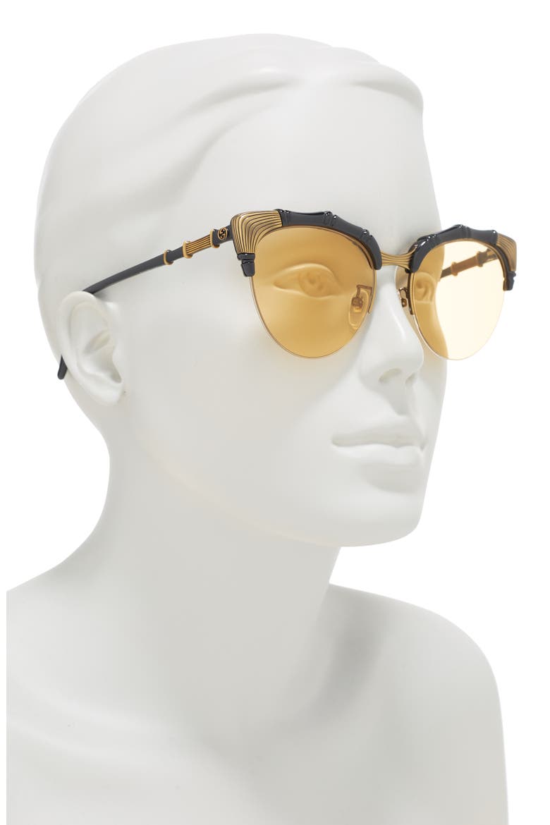 56mm Cat Eye Sunglasses, Alternate, color, BLACK BLACK YELLOW/ YLW