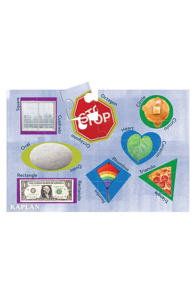 Shapes - Las Formas - Bilingual Floor Puzzle - 24 Pieces, Alternate, color, Blue