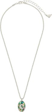 Sterling Forever Carrie Cubic Zirconia & Abalone Moon Pendant Necklace