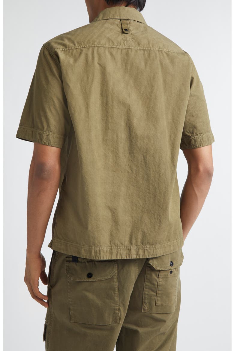 Cotton & Nylon Ripstop Short Sleeve Button-Up Shirt, Alternate, color, MILITARY GREEN