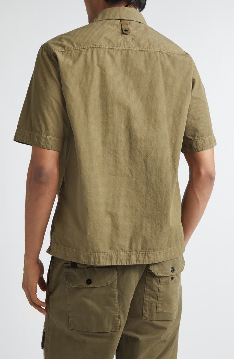 Stone Island Cotton & Nylon Ripstop Short Sleeve Button-Up Shirt, Alternate, color, Military Green