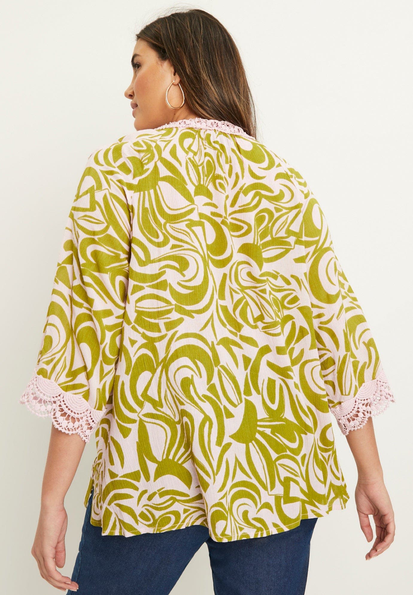 Lace-Trim Crinkle Blouse - image 2