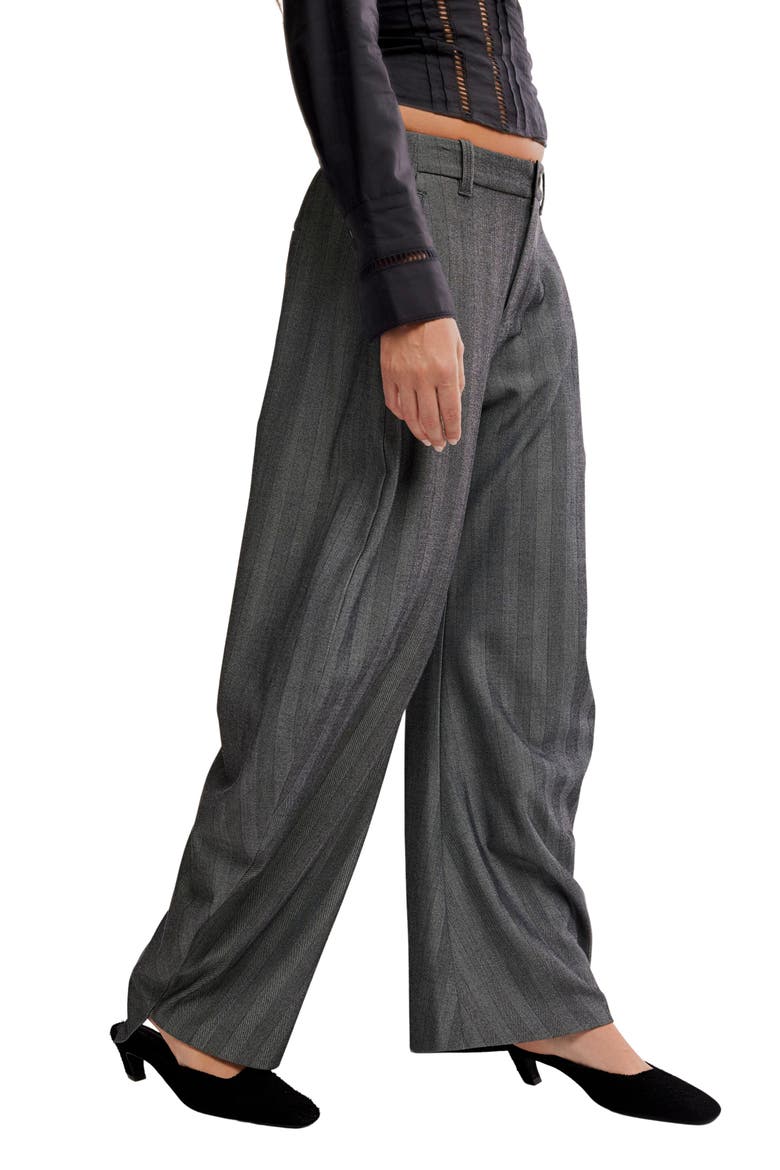 Spotlight Pinstripe Barrel Leg Pants, Alternate, color, GREY COMBO