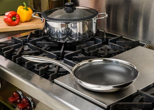 Frieling Black Cube 11 Inch Stainless/nonstick Hybrid Fry Pan In Silver