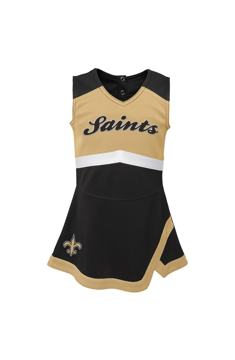 Outerstuff Girls Toddler Black New Orleans Saints Cheer Captain Dress with Bloomers, Alternate, color, 