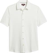 Johnston & Murphy Bennett Short Sleeve Heathered Cotton Blend Button-Up Shirt