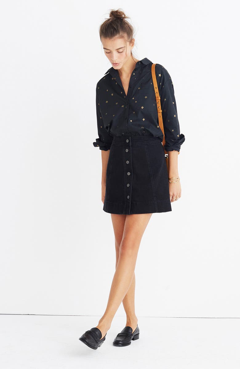 Madewell Metropolis Snap Front Denim Miniskirt, Alternate, color,