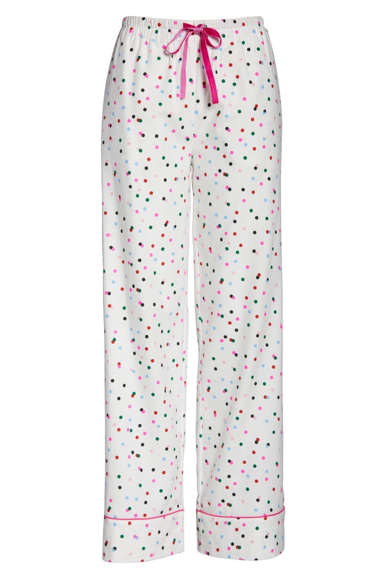 Party Dots Flannel Pajama Pants, Alternate, color, IVORY