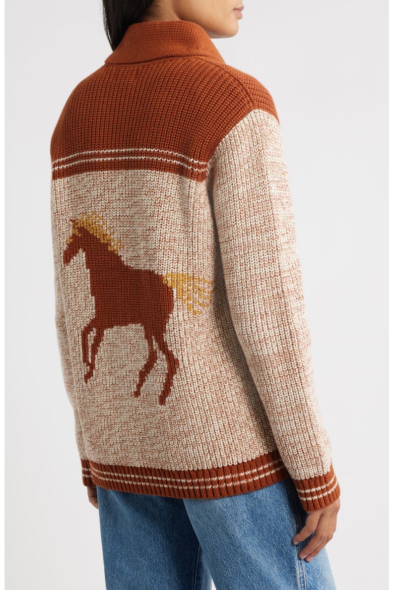 Heritage Cardigan, Alternate, color, ECRU HEATHER/ COPPER