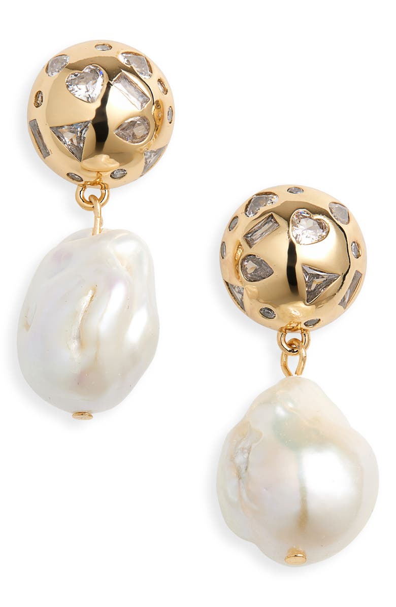 Ettika Cubic Zirconia & Cultured Freshwater Pearl Drop Earrings, Main, color,