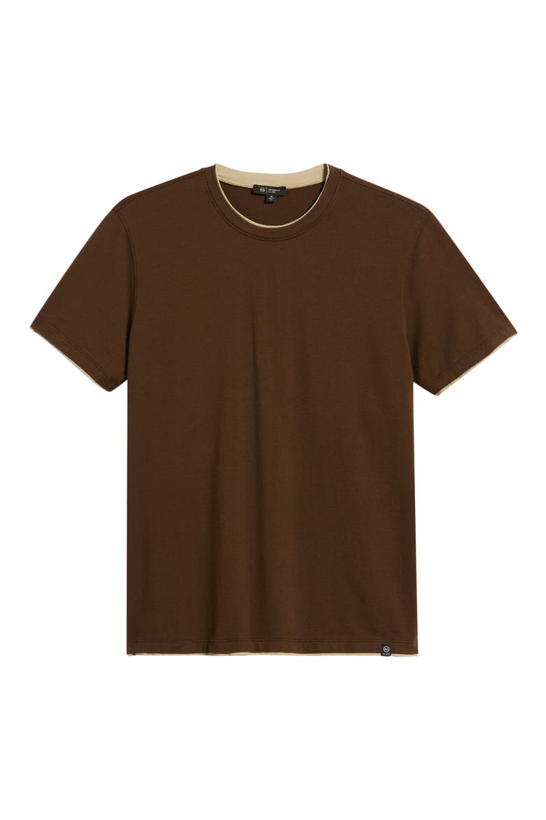 Como Double Layer Crewneck T-Shirt, Alternate, color, OAK BARREL/DRY DUST