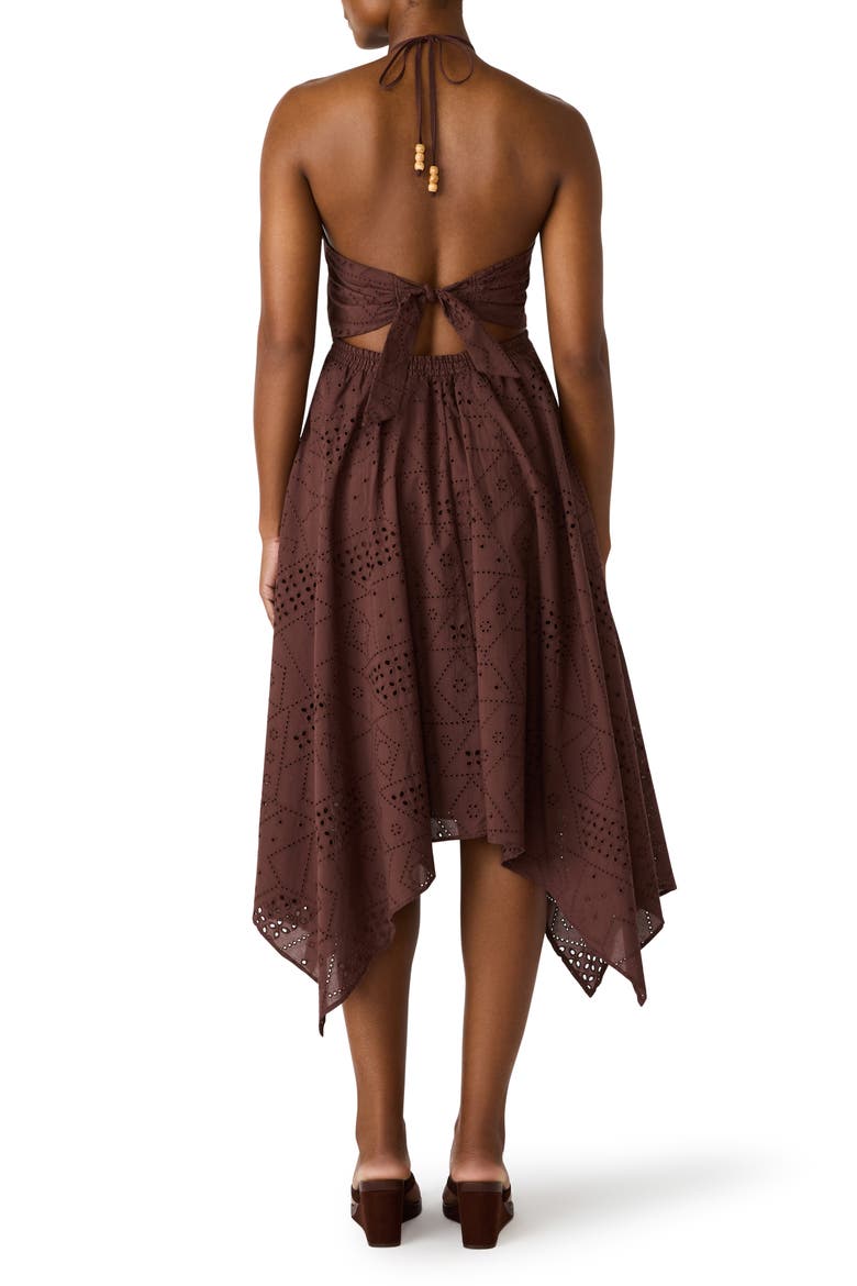 Dalina Eyelet Embroidery Halter Dress, Alternate, color, WALNUT